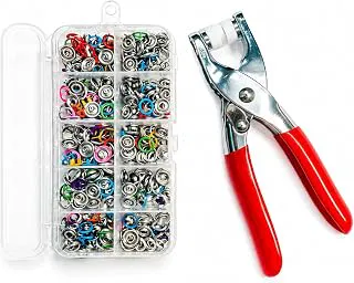 VelkioraSnap Button Kit – 150 Sets Metal Snap Fasteners with Heavy-Duty Pliers | DIY Press Stud Tool Set for Clothing, Baby Wear, Bags & Crafts | Durable, Easy Install, Organized Storage Box Snap Button Fastener Kit with Pliers Tool Stainless Steel Manual Press Buttons Five Claw Buckle Installation Plier Set