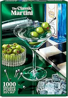 Gouda Games Jigsaw Puzzle 1000 Pieces - The Classic Martini, Cocktail Puzzle for Adults with Full-Size Poster, Includes Sorting Trays, Gifts for Cocktail Lovers, Finished Size 27.5" x 19.5"