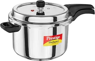 Prestige 6.5 Litre Stainless Steel Deluxe Alpha Svachh Outer Lid Pressure Cooker | 10Y Warranty | Deep Lid for Spillage Control | TRIPLY Base | Gasket Release System | Gas & Induction Compatible | ISI
