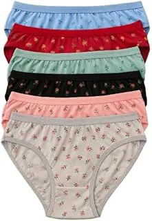LOURYN KOULYNCombo Pack of 6 Women's Cotton Hipster Innerwear Floral Printed Panties Assorted Briefs with Elastic Inner Wear Multicolor (S to 3XL)