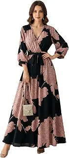 Modestouze AttiresDress for Women Western, Maxi Dresses, One Piece Long Gown Outfit, Floral Print, V Neck Design, Clothing, Western Outfit for Women