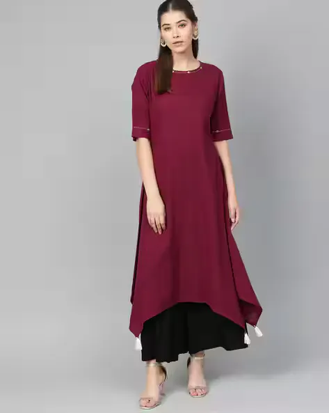 A-line Kurta with Handkerchief Hem