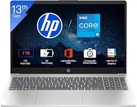 HP 15 Smartchoice, 13th Gen Intel Core i5-1334U (16GB DDR4, 1TB SSD) FHD, Anti-Glare, Micro-Edge, 15.6''/39.6cm, Win11, M365(1yr) Office24, Silver, 1.59kg, FD0552TU,Iris Xe, FHD Camera, Backlit Laptop