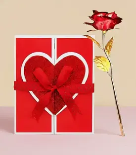 LoveGift Artificial Flower, Greeting Card Gift Set