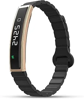 Pebble Newly Launched Arq Smart Bracelet – Digital Display | Heart Rate & SpO2 Monitoring | Sleep Tracker | Sports Modes | Magnetic Strap | Premium Build - Obsidian Gold