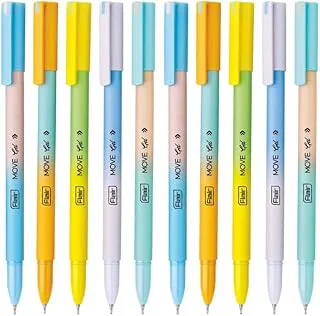 FLAIR Move Gel Pen | Minimalistic & Aesthetic Matt Finish Pastel Body Colors | Effortless Writing With Sleek Clip Design | Blue Ink, Set Of 10