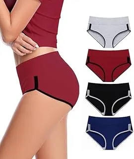 DIVING DEEPCotton Underwear for Women, Hipster Briefs Panties for Women, Womens High Waist Cotton Underwear, Women's Panties - (Pack of 4)