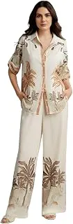 NAINVISHWomen's Rayon Co-Ord Set | Printed Shirt and Pant Set for Women | Casual Two Piece Lounge Outfit | Western Outfit