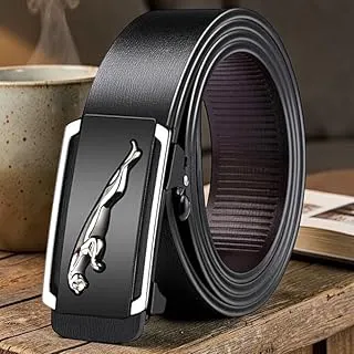 NexbeltMen's Leather Belt, Black, Automatic Buckle, Jaguar Design, Formal Style