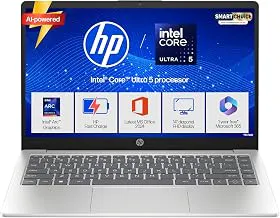 HP 14 Smartchoice, Intel Core Ultra 5 125H 12 TOPS, 24GB DDR5 (Upgradeable) 1TB SSD, Anti-Glare, FHD, 14''/35.6cm,Win11, M365*Office24, Silver, 1.4kg, ep1180tu, FHD Camera w/Shutter, Backlit AI Laptop