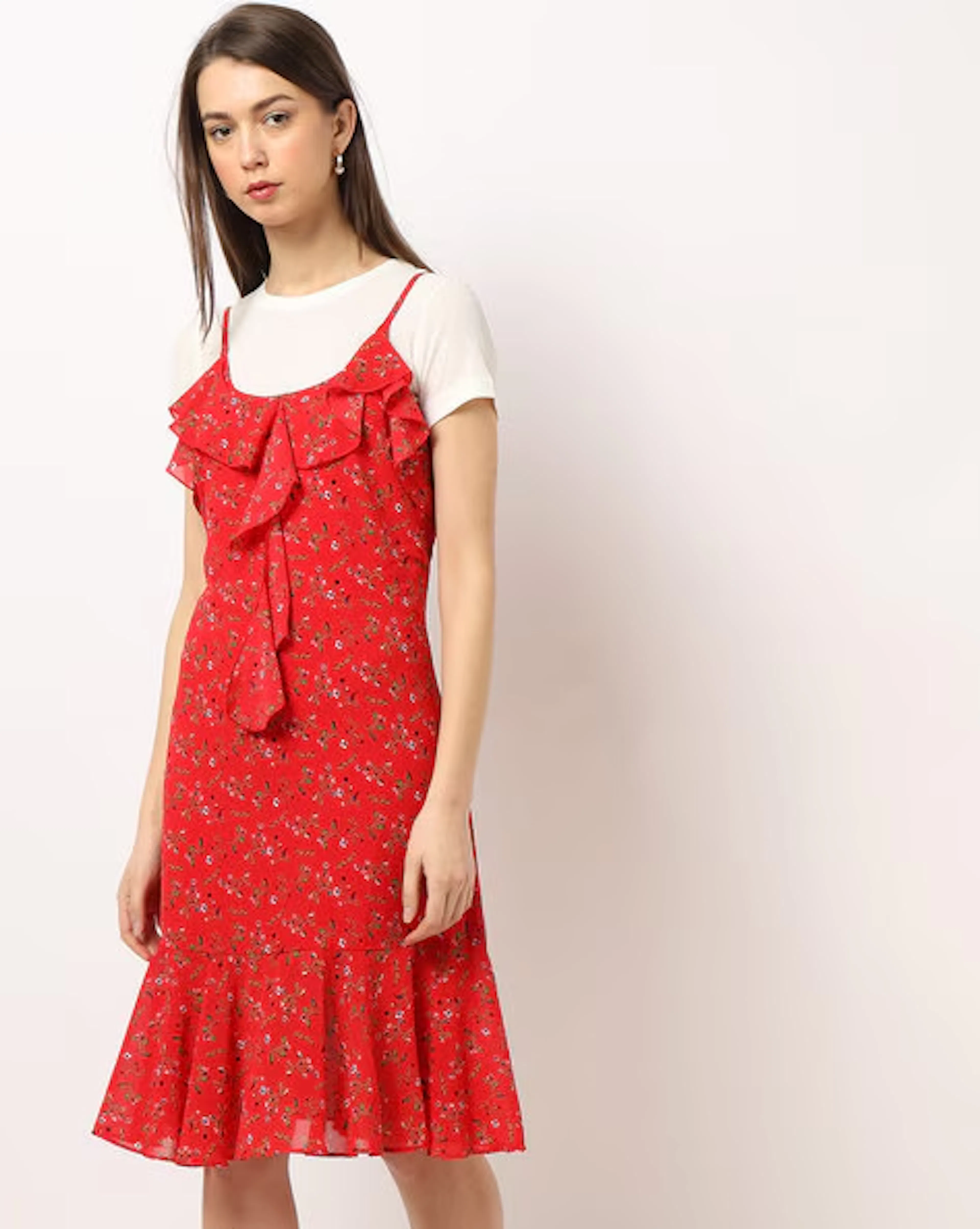 Floral Strappy A-line Dress