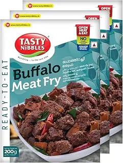 TASTY NIBBLES Ready to Eat Buffalo Meat Fry 200GM Pouch| Kerala Special | Open Heat & Eat | Non-Vegetarian | No Added Preservatives | Japanese Retort Technology 200GM Pouch (Pack of 1)