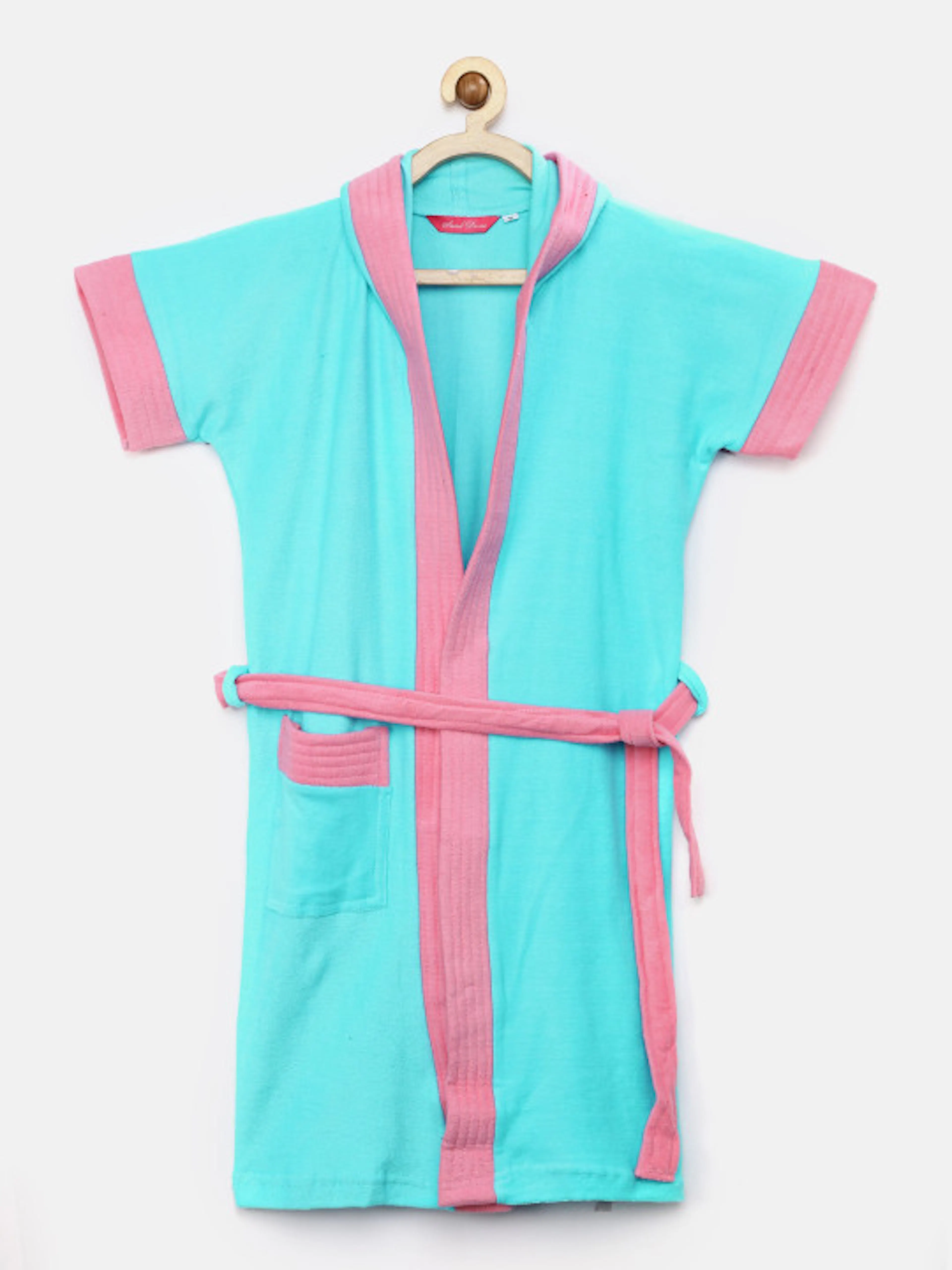 Sand Dune Girls Light Blue & Pink Hooded Bath Robe