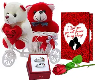 ME&YOU Artificial Flower, Greeting Card, Jewellery, Soft Toy Gift Set