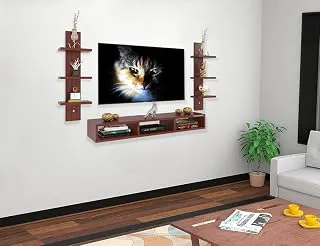 Riano Wall Mount TV Entertainment Unit | with Set Top Box Stand and Wall Shelf Display Rack for Living Room Classic Walnut (Ideal for up to 32") Screen