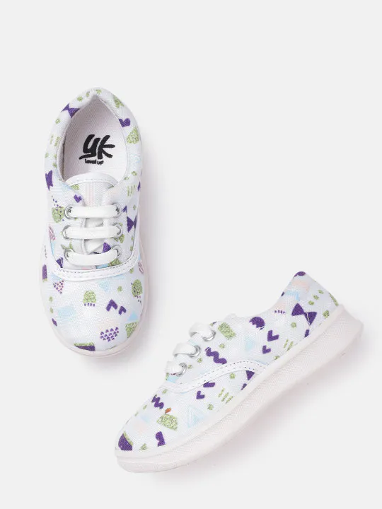 YK Girls Blue & Purple Conversational Printed Sneakers