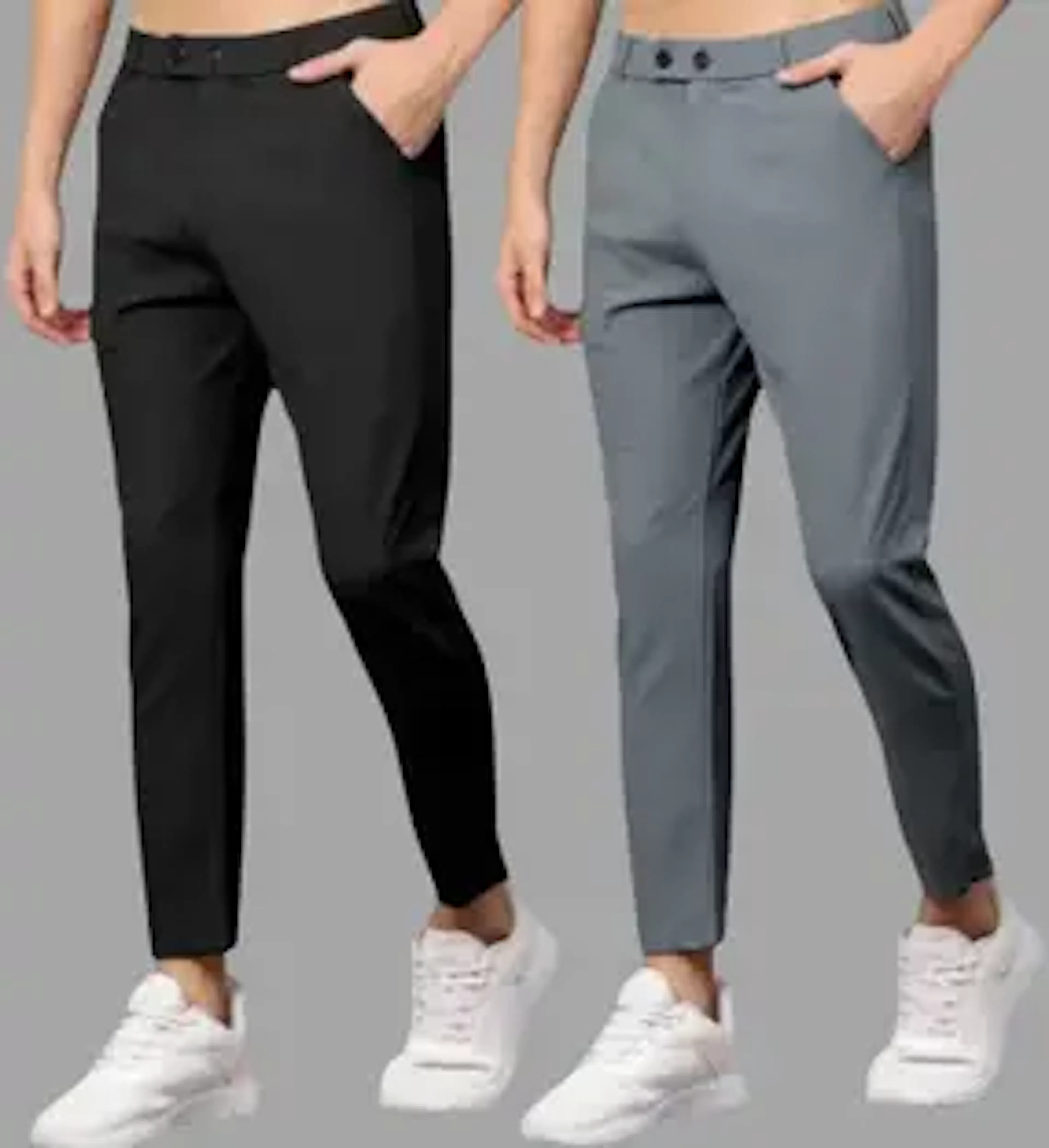 Rishi Traders Slim Fit Men Black, Grey Trousers