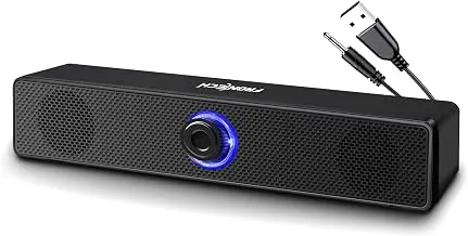 FRONTECH 1.0 USB Powered Multimedia Speakers with RGB Lights | 10W Output Power | AUX/USB Connectivity | for Laptop, PC, Mobile | Volume Control (SPK-0008, Black)