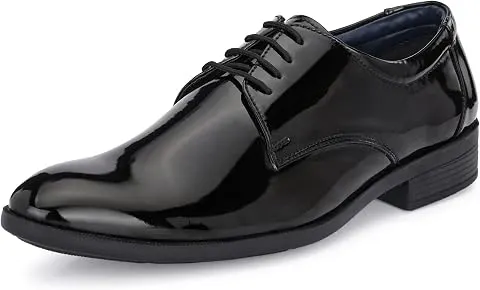 CentrinoFormal Shoes for Men | Glossy Lace-Up Derby Dress Shoes | Comfortable Stylish Footwear for Office, Parties & Business Wear | Sleek Classic Design (8233)