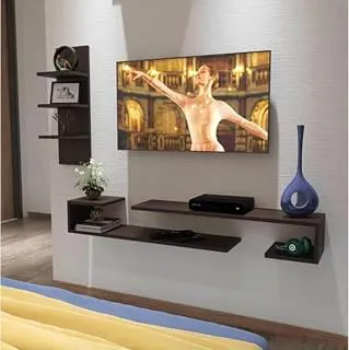 Wooden Wall Mounted U Shape TV Unit Wall Shelf for Living Room/Engineered Wood TV Entertainment Unit Set Top Box Stand/TV Cabinet (Wenge)