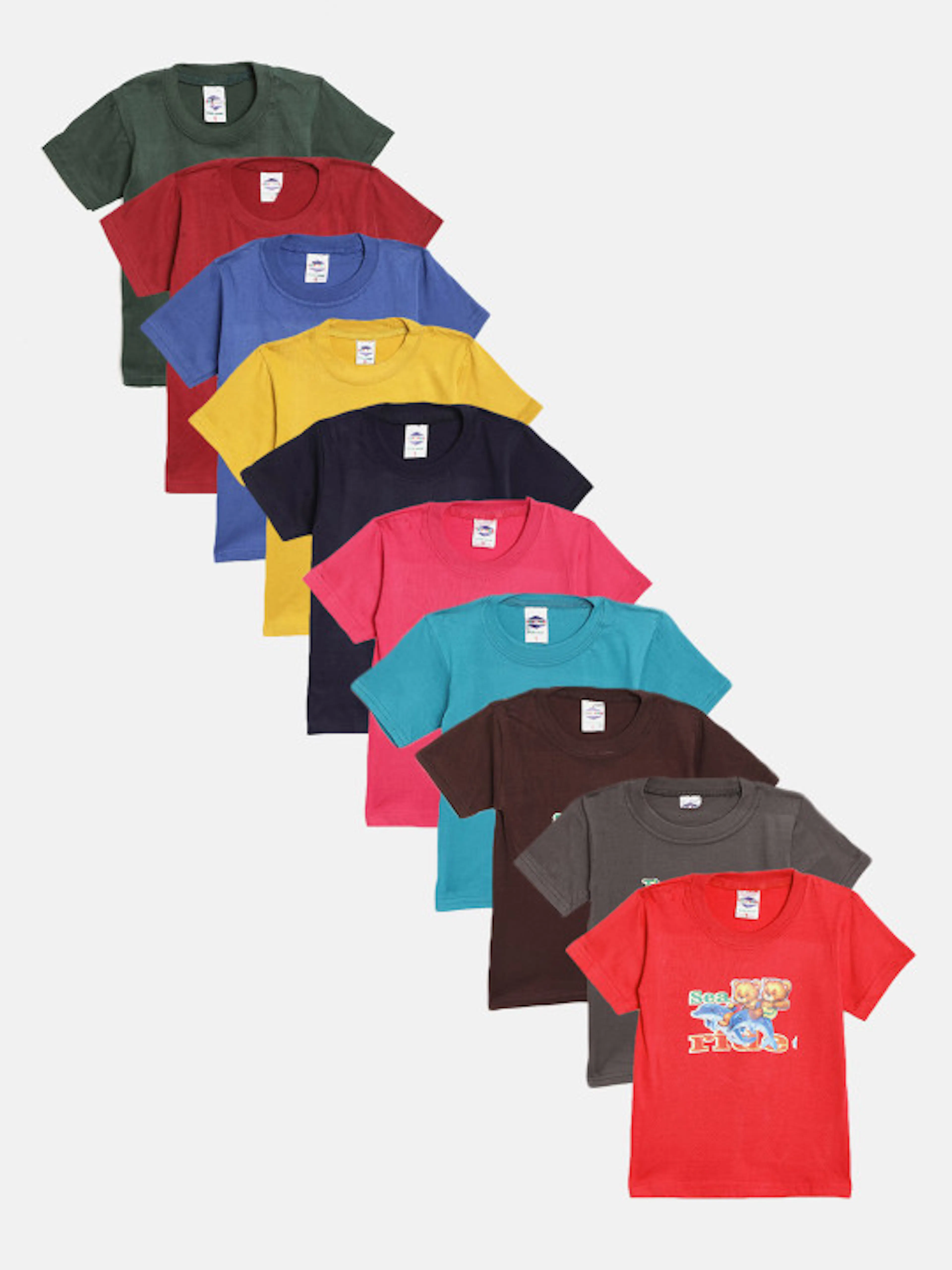 MANZON Kids Pack of 10 Printed T-shirts