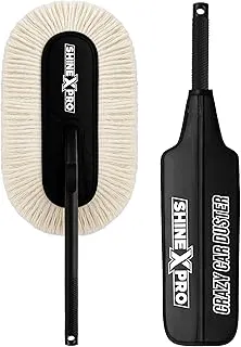 ShineXPro Car Duster - Lint-Free & Scratch-Free Car Cleaner Brush with Long Handle - Car Dust Cleaner features Paraffin Wax Coating for 2x better Cleaning Performance - Car Cleaning Brush for Exterior