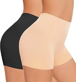 HSRWomen's Cotton Ice silk safety pants Mid Waist seamless anti-slip non-curling Shorties/Underskirt Shorts (One size Fit to 30-38 inch)