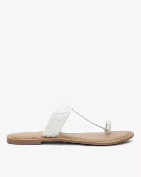 Braided T-strap Toe-Ring Sandals
