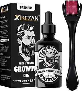 XIKEZANMen's Beard oil for men | Beard Growth Oil -30ml | All Natural Formula for a Fuller | Healthier Beard and Hair - Softens, Strengthens | Beard Promotes and Growth (Beard Oil with Roller)