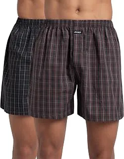 Jockey1222 Men's Super Combed Mercerized Cotton Woven Checkered Boxer Shorts with Back Pocket (Pack of 2_Colors & Checks May Vary)