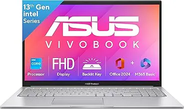 ASUSVivobook 15 (2025), 13th Gen,Intel Core i3-1315U, 8GB RAM, 512GB SSD, FHD, 15.6", 39.6 cm, Windows 11 Home,M365 Basic(1 Year)* Office 2024,Cool Silver,1.7 Kg, X1504VA-D5321WS, Thin & Light Laptop