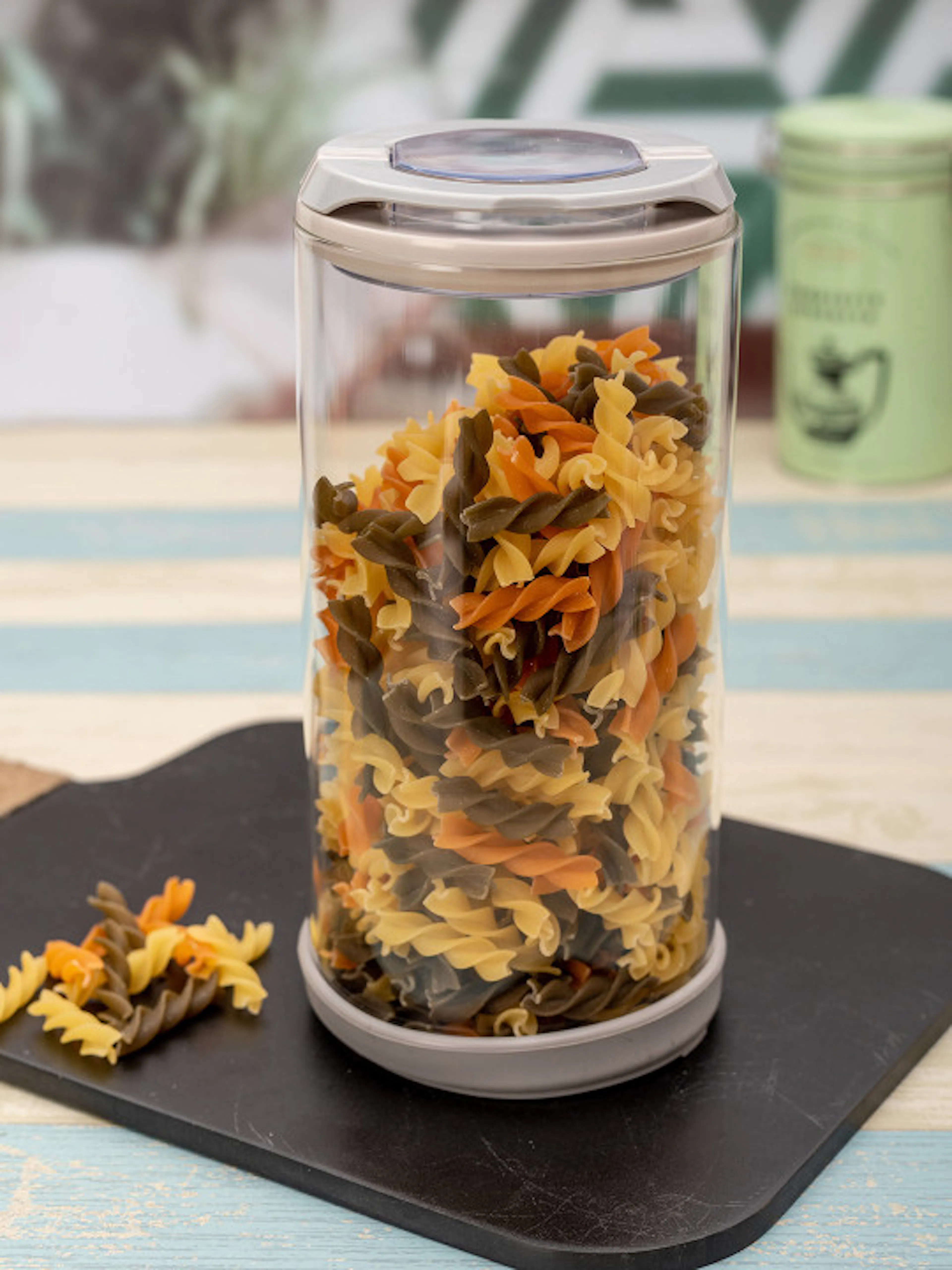 White Gold Transparent Flip Lock-Tight Borosilicate Glass Storage Jar