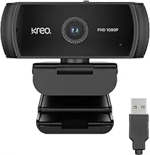 Kreo Owl Lite Full HD Webcam with 1080P 30 FPS, Auto-Focus and Built-in Dual Digital Mic, Plug and Play Setup for Video Call, Streaming, YouTube and More (Black, Owl Lite)