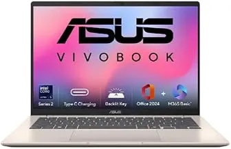 ASUSVivobook 14 (2026),Intel Core Ultra 5 225H, Intel iGPU,16GB RAM,1TB SSD,FHD+,14"(35.5 cm),Windows 11,M365 Basic(1 Year)* Office 2024, Platinum Gold, 1.46 Kg, X1407CA-LY1581WS,Thin & Light Laptop