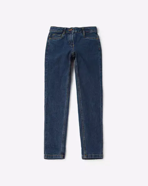 Mid-Rise Washed Jeans with Pockets