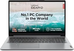 Lenovo IdeaPad 1 AMD Ryzen 5 5500U 15.6" HD Thin and Light Laptop (8GB RAM/512GB SSD/Windows 11 Home/Office Home 2024/1 Year ADP Free/Grey/1.6Kg), 82R4011MIN