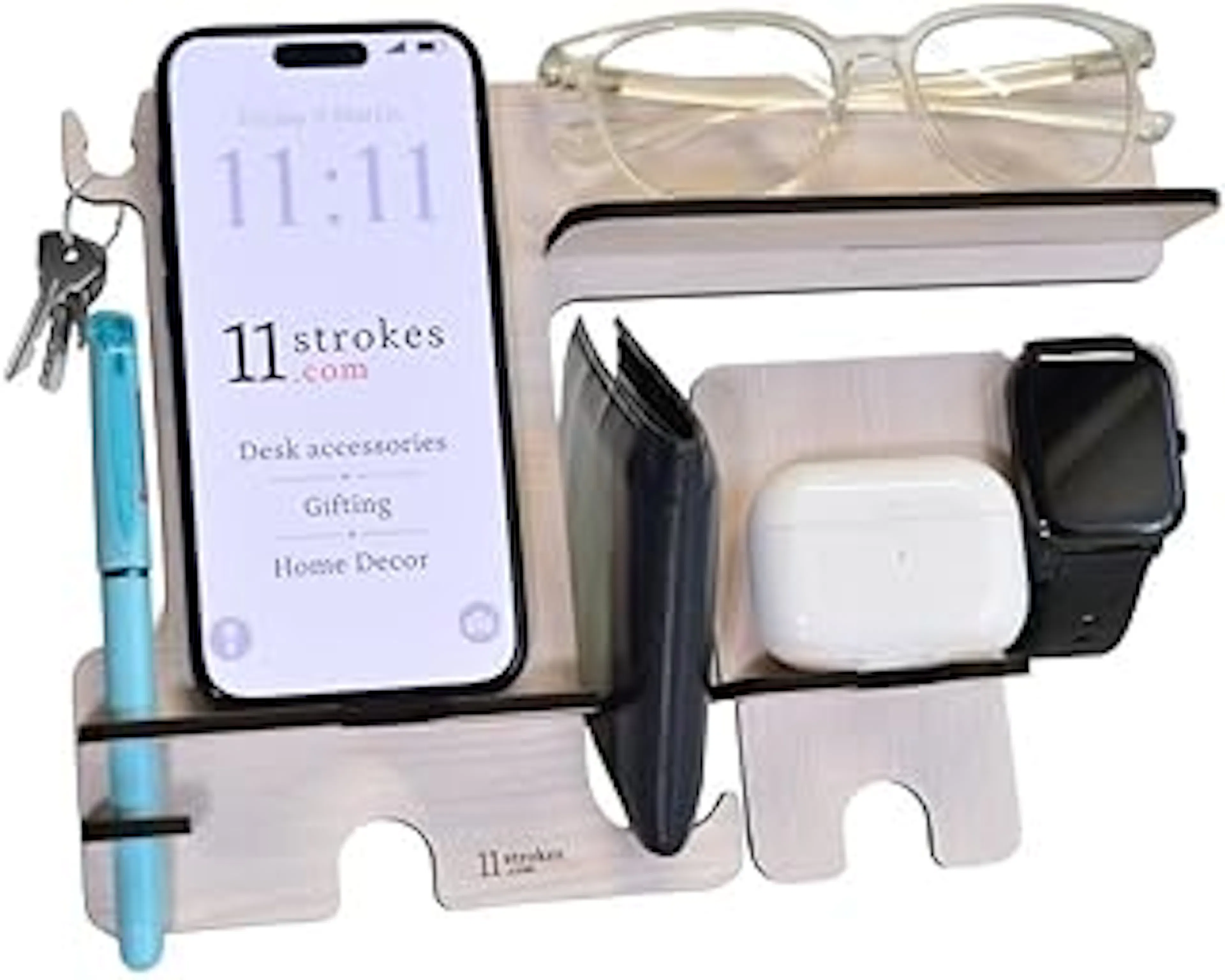 11 Strokes multipurpose organizer with mobile stand for desk, pen stand and Calendar 2025 | Office Table Accessories I Gift for man & woman I Stationary Organizers box Office decor items