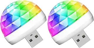 Lmaytech USB Mini Disco Ball Party Lights, Sound Activated DJ Stage Strobe Lights, Portable Led Car Atmosphere Lights for Xmas Stocking Stuffers, Parties, Karaoke, Bar (2 Packs)