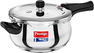 Prestige 5 Litre TRIPLY Svachh Outer Lid Pressure Cooker | Handi | Deep Lid for Spillage Control | Gas & Induction Compatible | Gasket Release System | Visual Pressure Indicator | 5Y Warranty | ISI