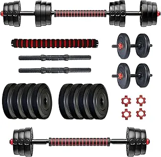 ProtonerPVC DM 4-40 Kg Dumbbells Set and Fitness Kit for Men and Women Whole Body Workout (Black & Red)