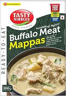 TASTY NIBBLES Ready to Eat Buffalo Meat MAPPAS 200GM Pouch| Kerala Special | Open Heat & Eat | Non-Vegetarian | No Added Preservatives | Japanese Retort Technology 200GM Pouch (Pack of 1)