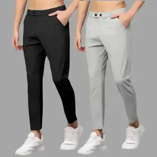 Achalnath Enterprises Slim Fit Men Black, Silver Trousers