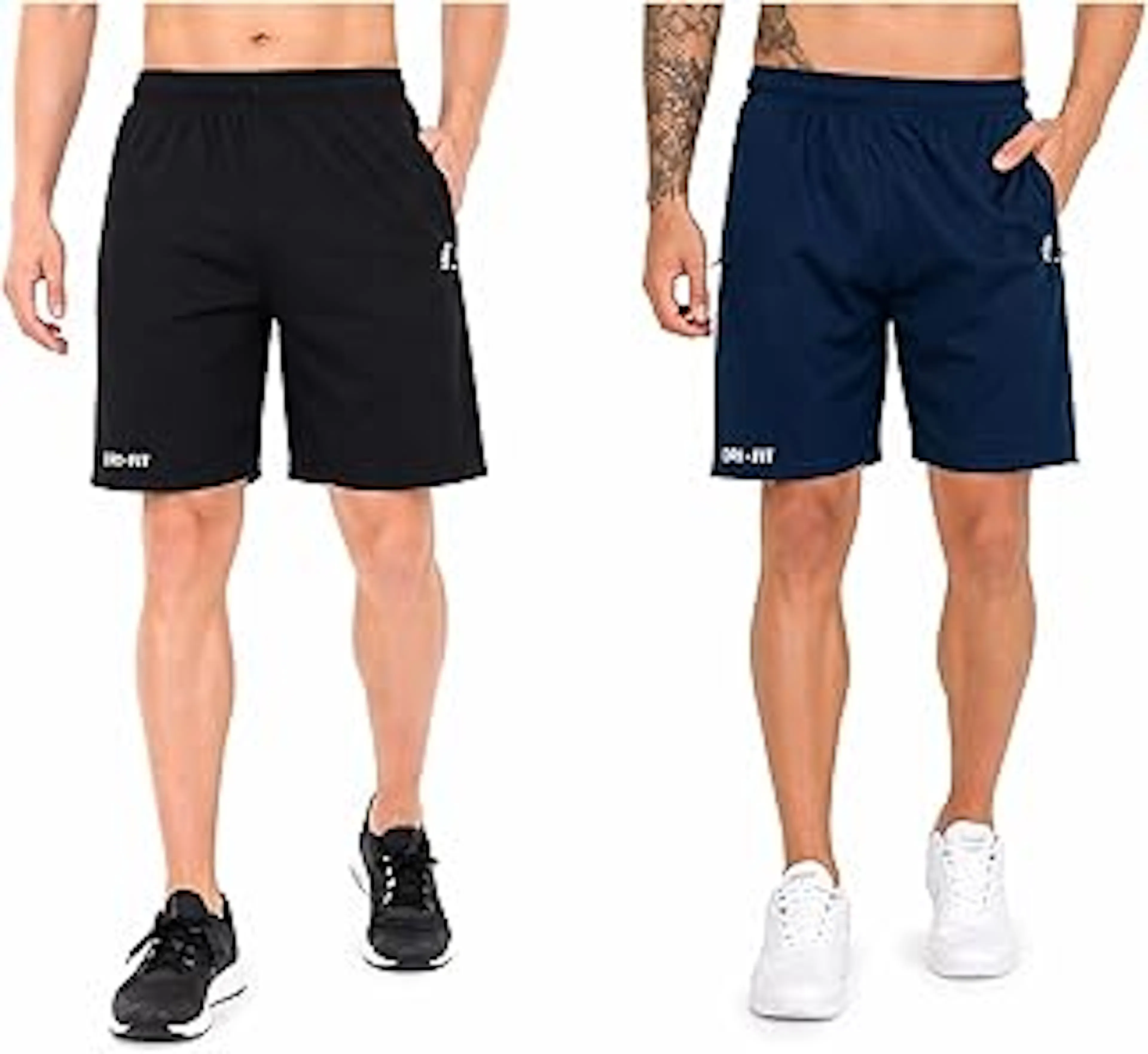 BLUE STAR SHARKAthletic Sports Shorts for Men with Zip Pockets and Elastic Waistband Quick Dry Lightweight Activewear Combo - Pack of 2