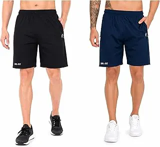 BLUE STAR SHARKAthletic Sports Shorts for Men with Zip Pockets and Elastic Waistband Quick Dry Lightweight Activewear Combo - Pack of 2