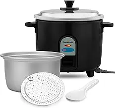 Panasonic SR-WA10(E) 450W Automatic Electric Rice Cooker 1 Litre with Auto Switch Off| SS Lid |Anodized Aluminium Pan|Cooks 600 Grams Raw Rice|Energy Efficient Cooking | Black