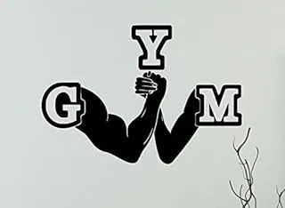 Gym Wall Sticker for Bedroom Gym-E Logo Wall Sticker Vinyl Decal (Black) Size(58X66 cm) Gym Wall Sticker