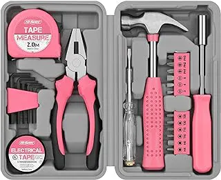 Hi-Spec24pc Pink DIY Tool Kit for Women Small Tool Box Ideal for Beginners, Home & Office