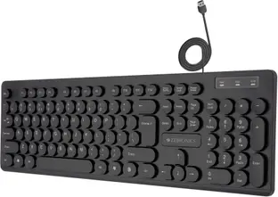ZEBRONICS ZEB-K24 slim design, retractable stand, 1.3 meter textured cable, Chiclet keys Wired USB Standard Desktop Keyboard Compatible with Desktop, Laptop, Mac Easy to Use,Plug and Play,Quick, Comfy Durable body