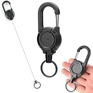 AccuPrints Retractable Keychain with ID Card Holder Badge Holder, Heavy Duty Carabiner Keychain with 31.5" Retractable Metal Reel Multitool Carabiner Anti-Lost Key Chain Holder