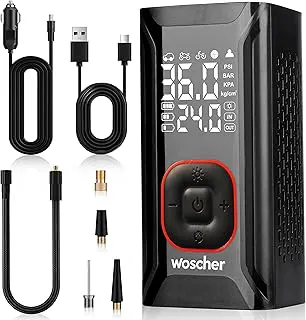 Woscher AirGo 2-in-1 Tyre Inflator for Car and Bike, Air Pump for Car Tyre, 150 PSI Wired & Wireless (4000mAh or 12V DC), Car Inflator | Tyre Inflator Kit | Cycle Pump for Bicycle